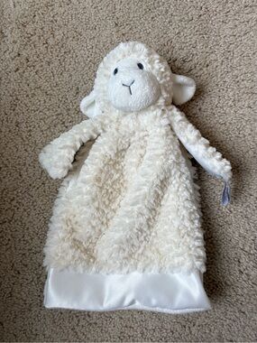 Ebba White Lamb Security Blanket Luvie Plush Lovey Satin Trim Aurora Baby